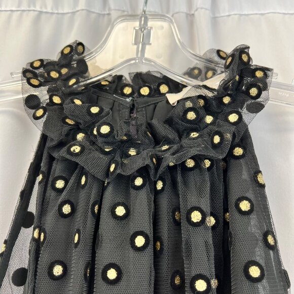 LOFT Black/Gold Polka Dot Halter Top Sheer Textured Size Small New - Picture 3 of 9